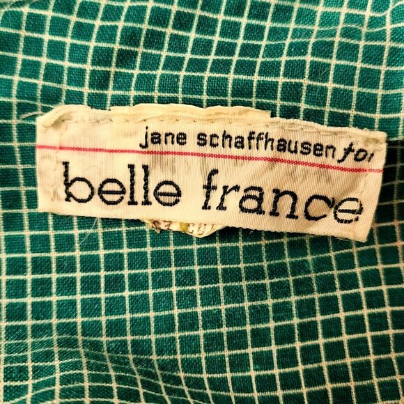 1980s Belle France Kelly Green Prairie Dress Cotton Ruffle Midi Union Label S - Picture 4 of 14